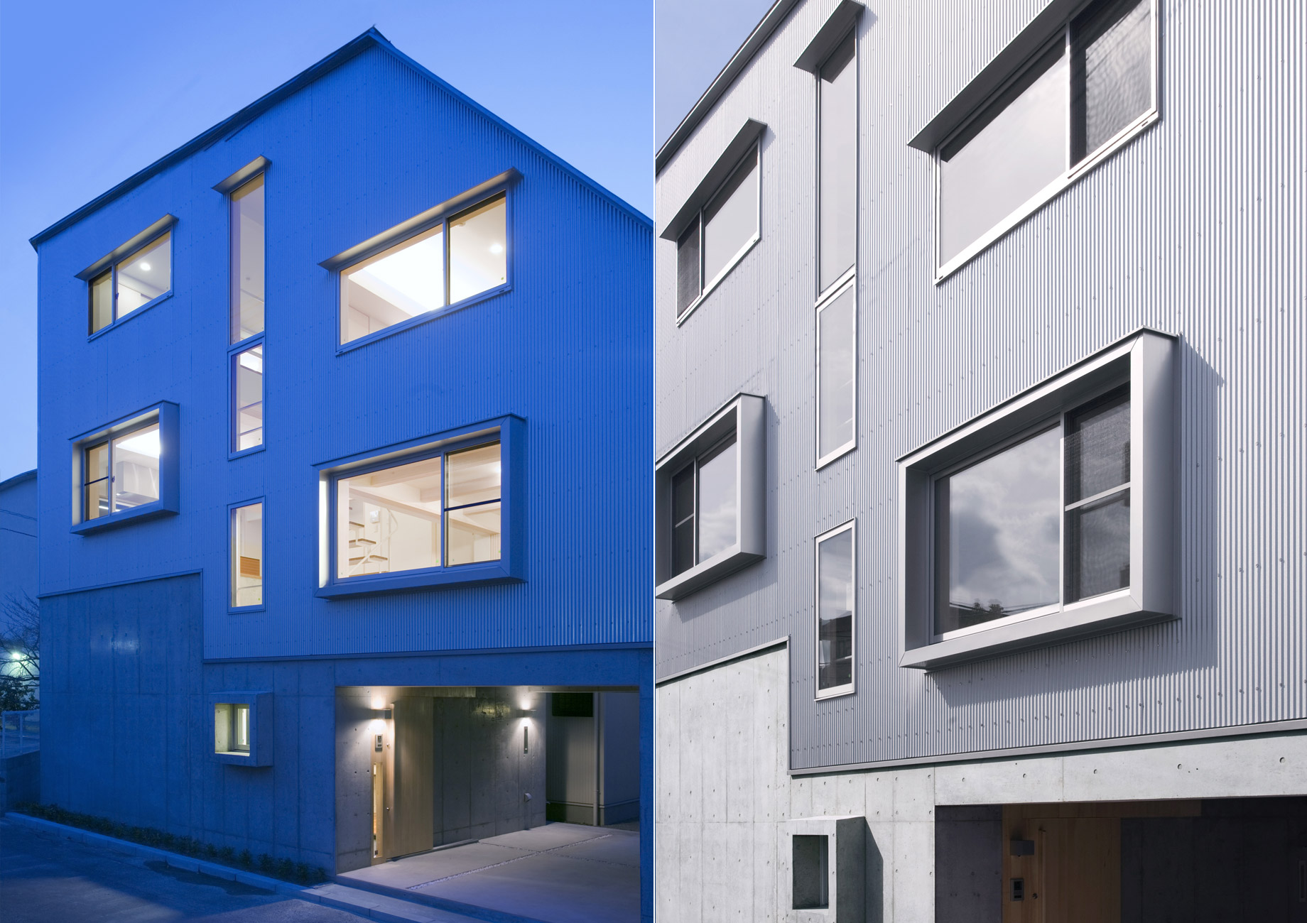 正面外観夕景｜東近景